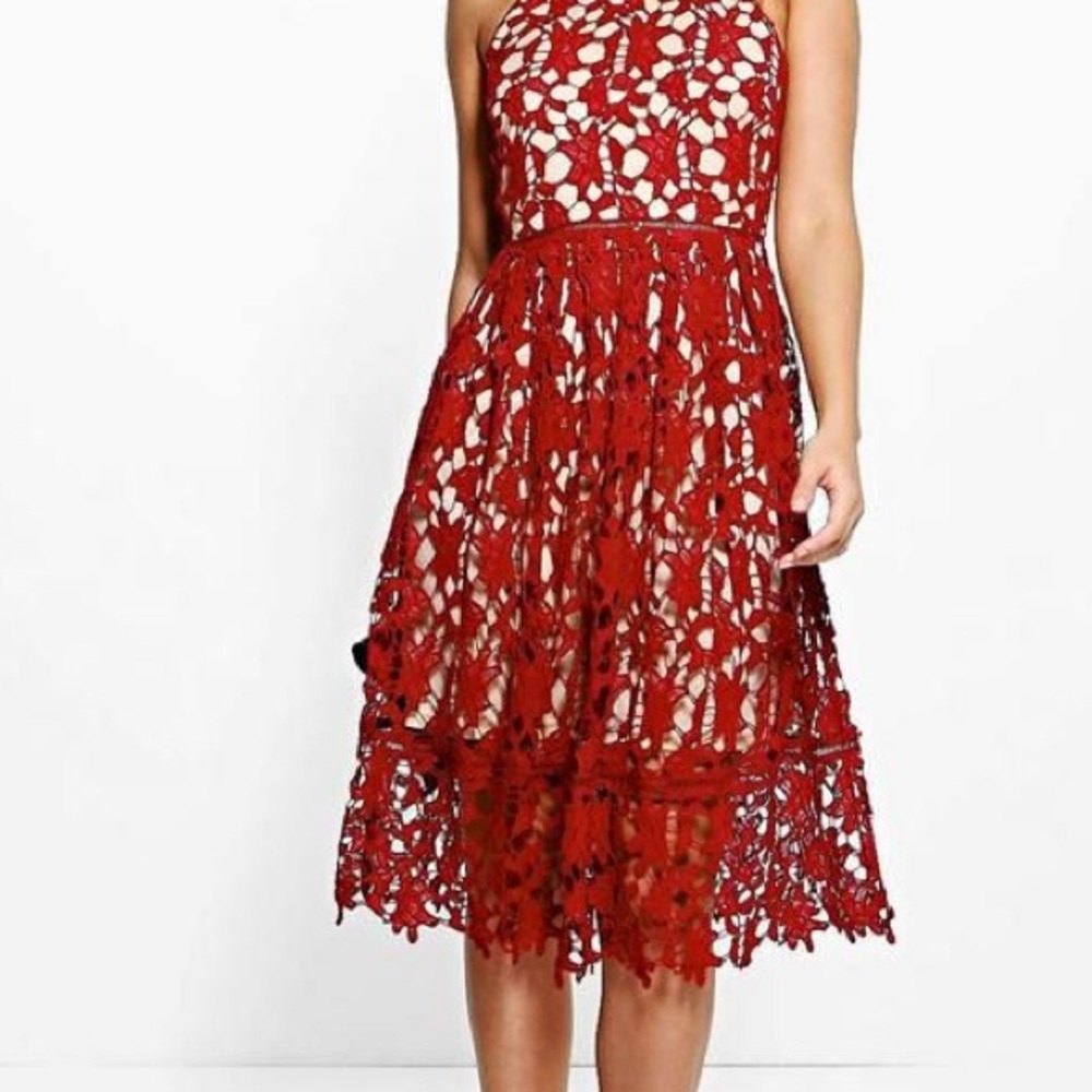 Elegant Red Lace Dress